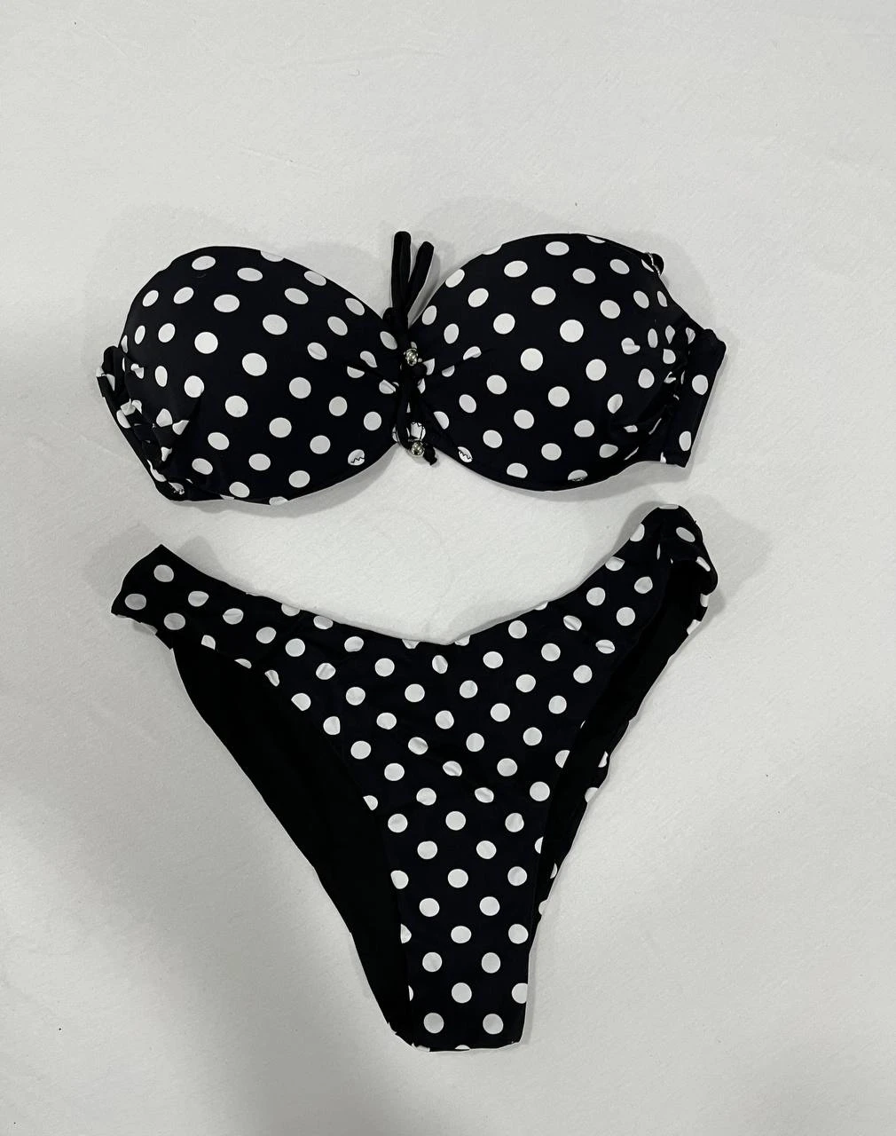 Kadın Siyah Puantiyeli Astarlı Bikini Takım HZL25S-LC2223