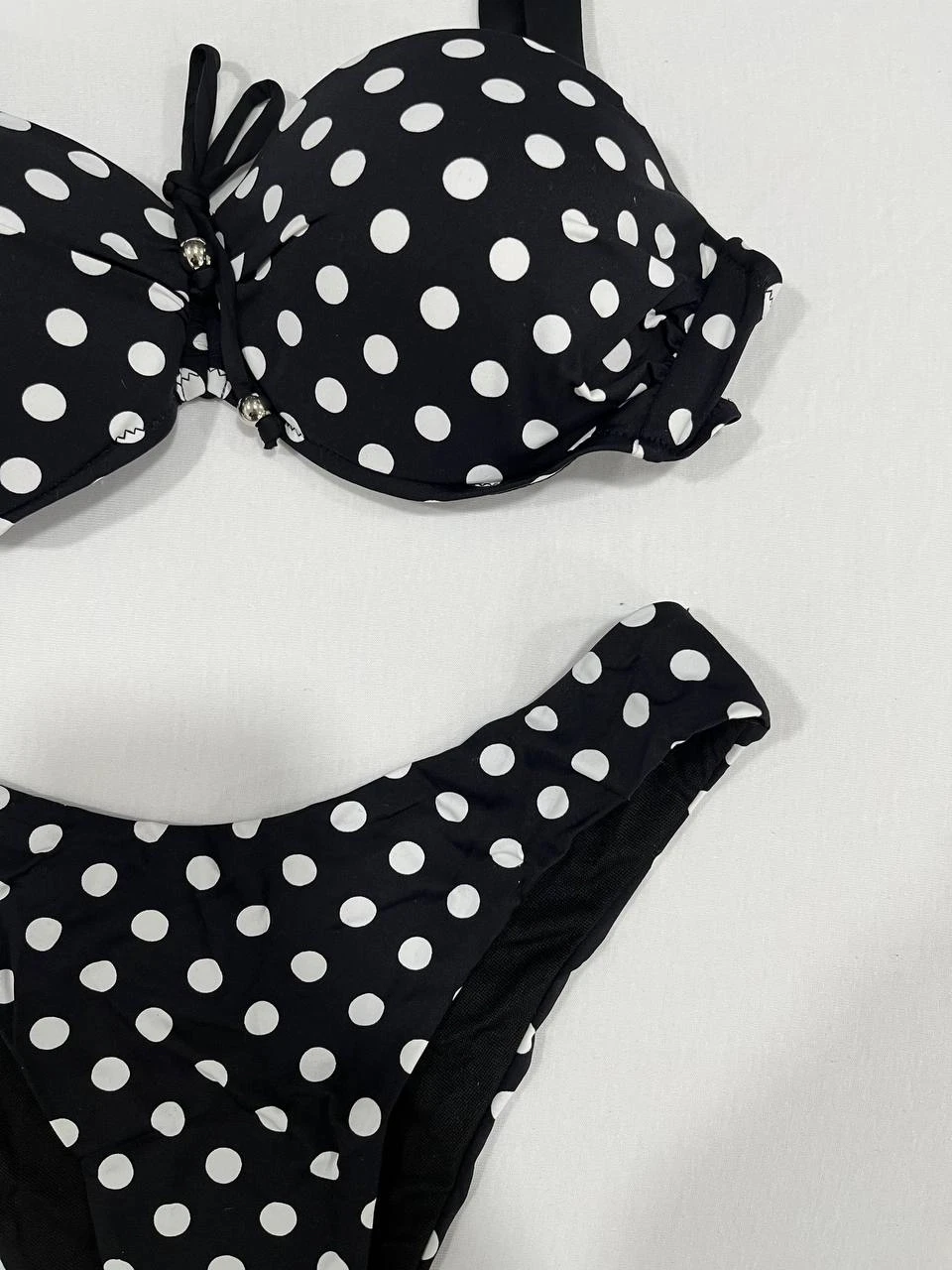 Kadın Siyah Puantiyeli Astarlı Bikini Takım HZL25S-LC2223