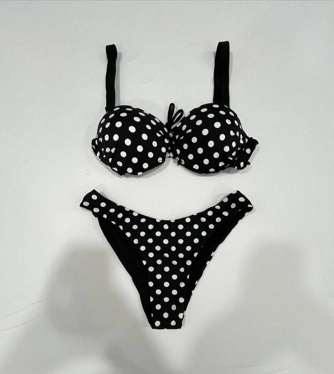 Kadın Siyah Puantiyeli Astarlı Bikini Takım HZL25S-LC2223