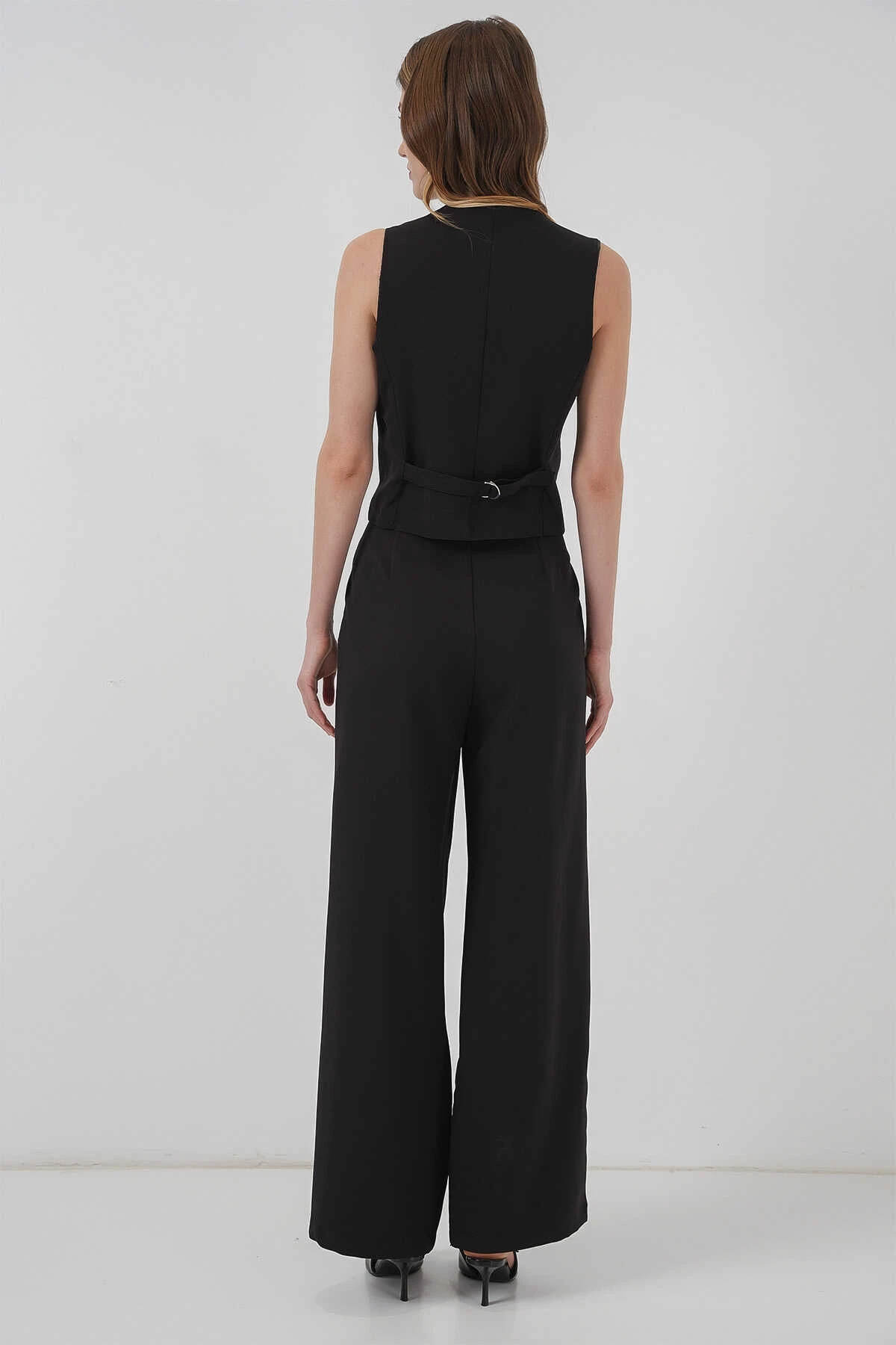 Kadın Siyah Yelek Pantolon Takım HZL25S-BD167091