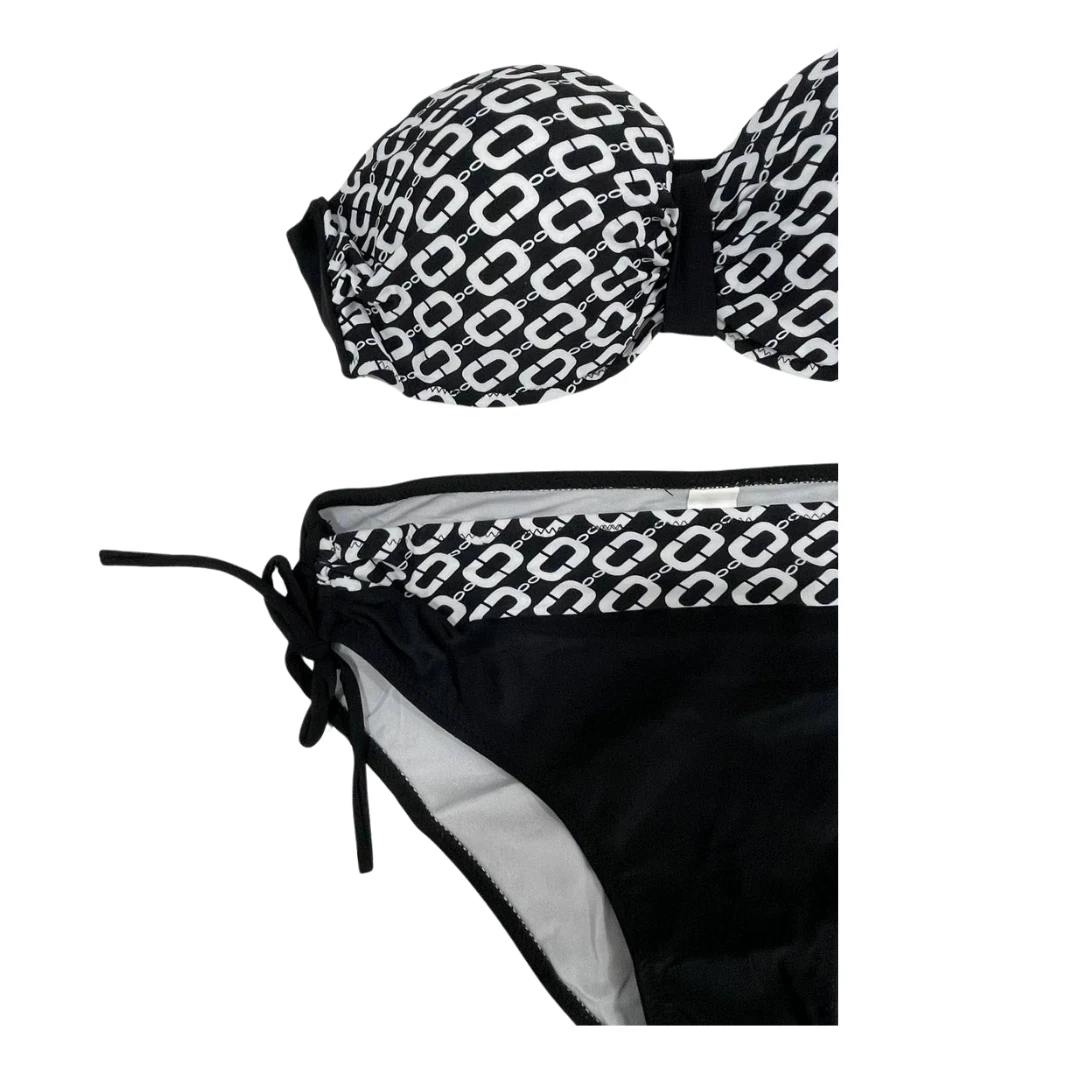 Kadın Siyah Zincir Desenli Astarlı Bikini Takım HZL24S-LC206