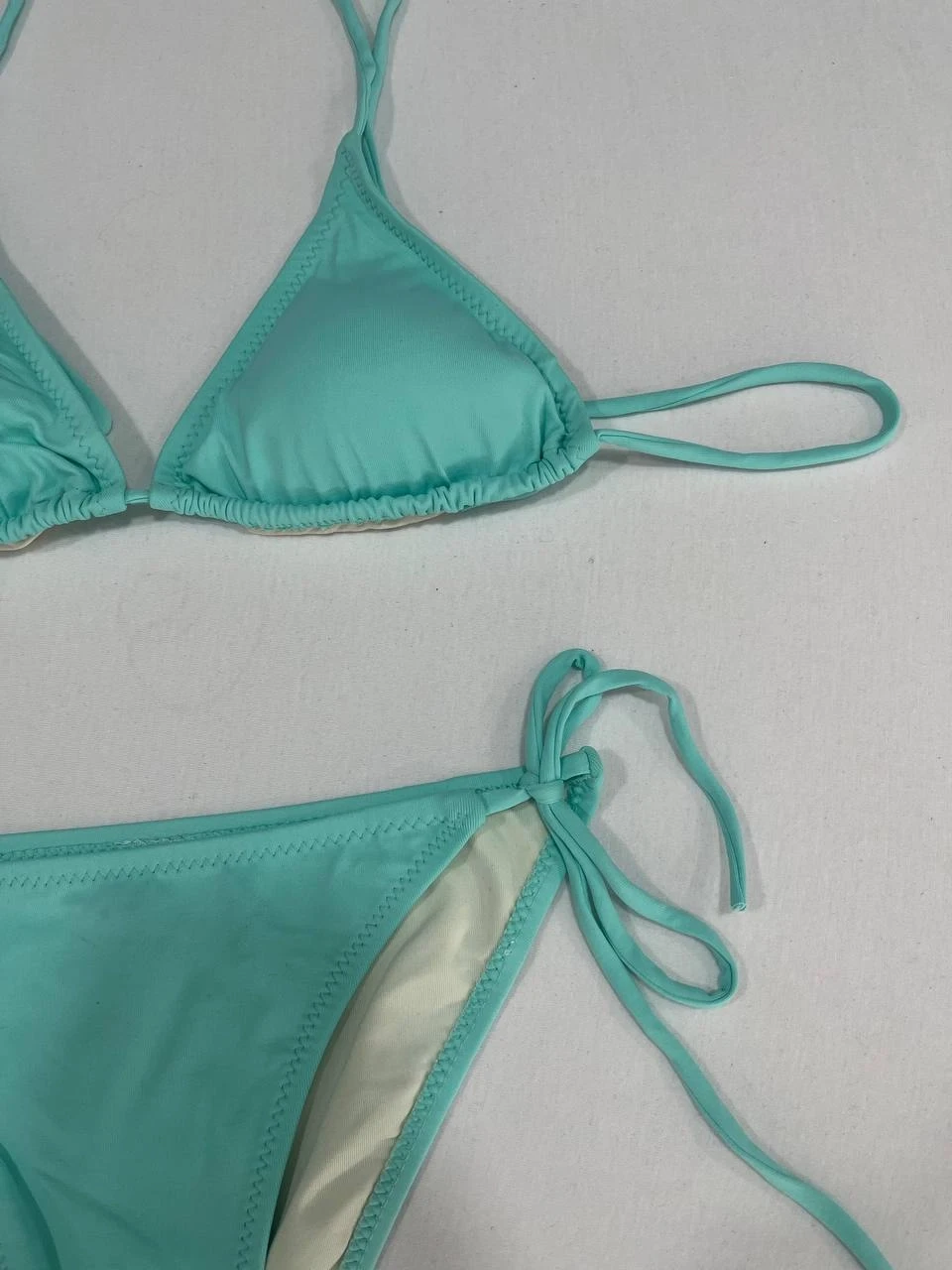 Kadın Su Yeşili Boyundan İp Bağlamalı Üçgen Bikini Takımı HZL25S-LC5005