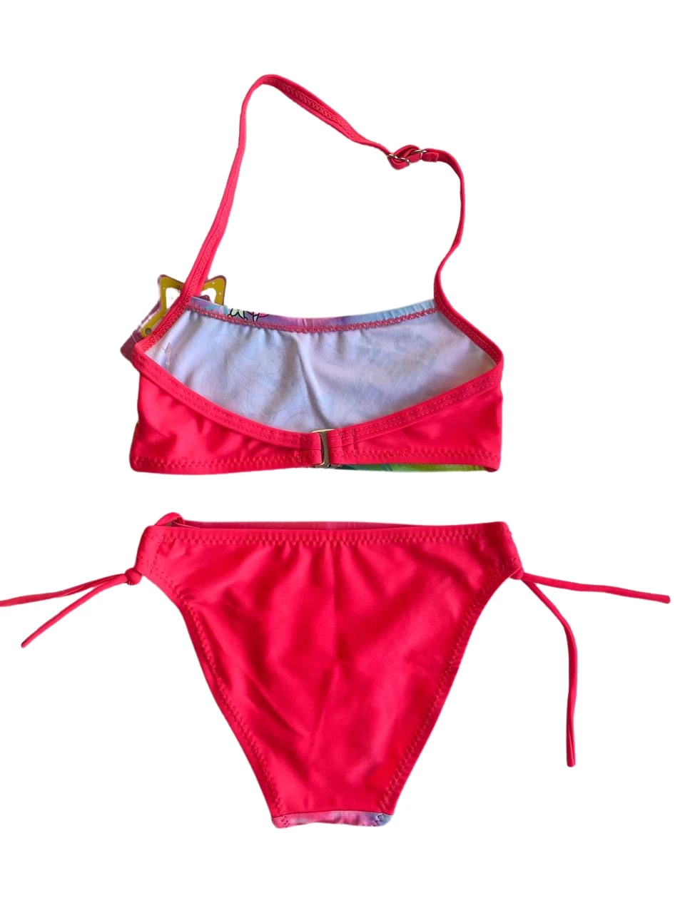 Kız Çocuk Neon Pembe Desenli  2-8 Yaş Straplez Bikini Takım HZL24S-LC3652