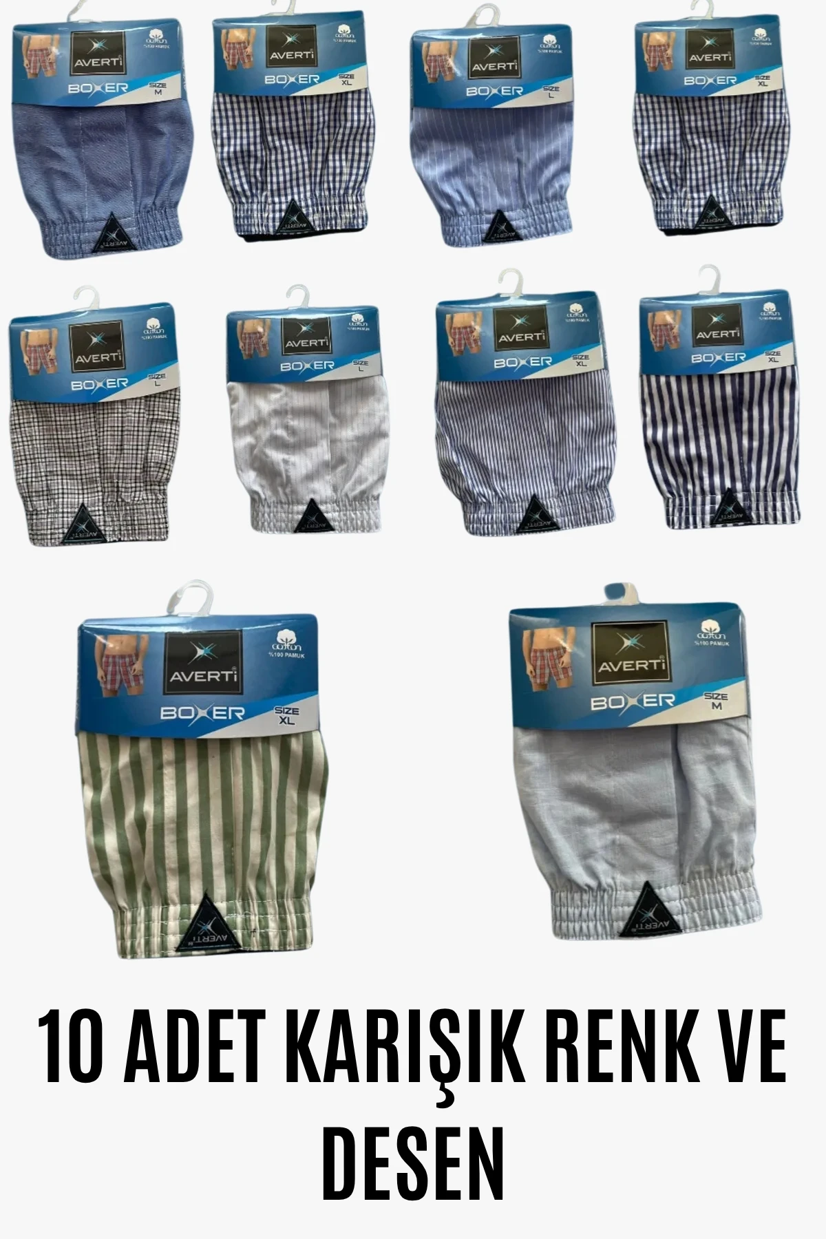 Erkek 10Lu Gömlek Desen %100 Pamuk Poplin Boxer HZL25S-AV01