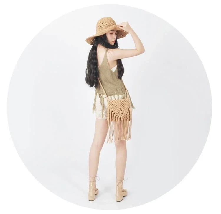 Kadın Bej Beli Lastikli Astarlı Kroşe Şort HZL25-LC251