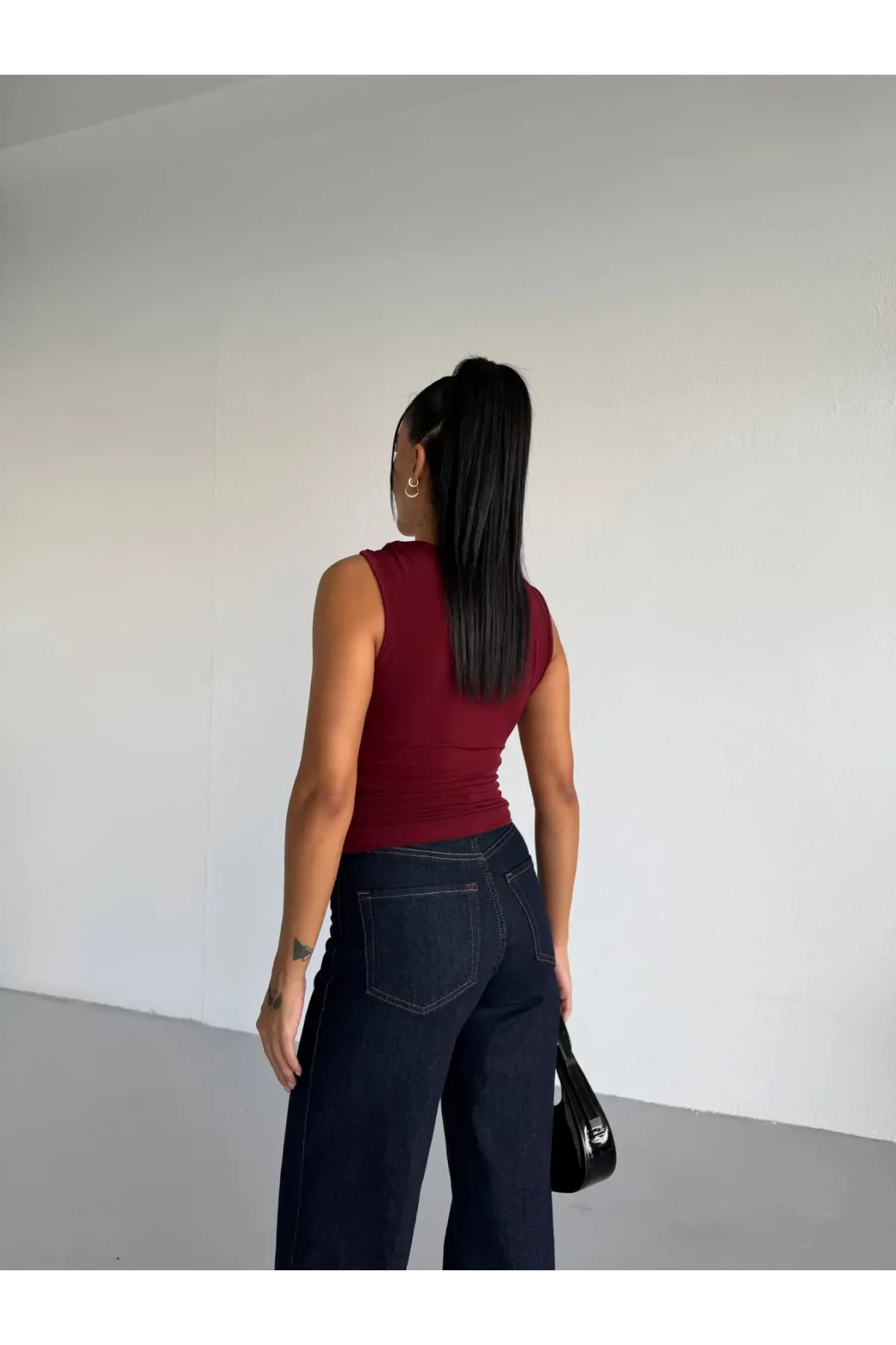 Kadın Bordo Gold Tokalı Omuz Detaylı Sandy Bluz HZL26W-FRY123761