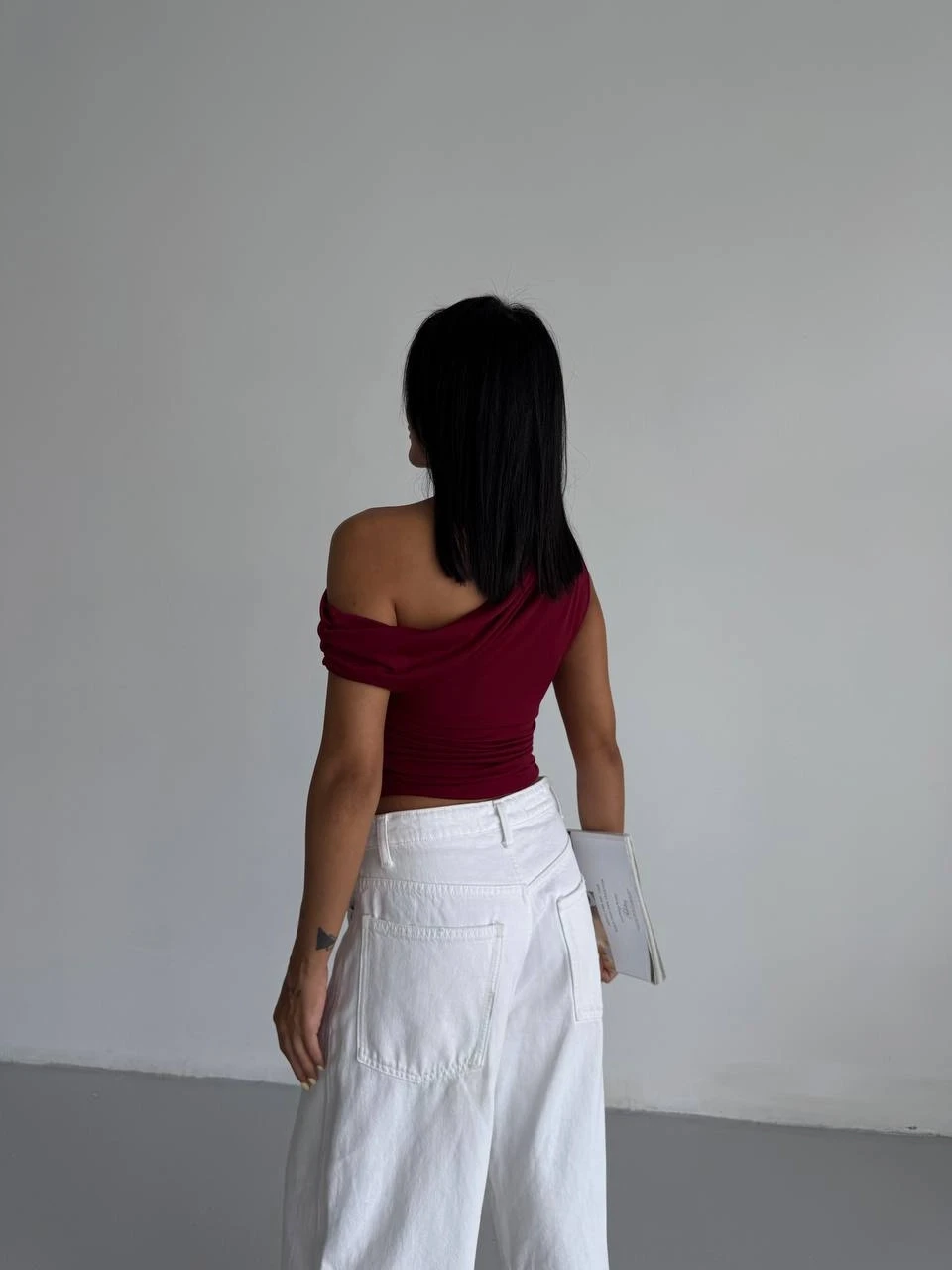 Kadın Bordo Yandan Drapeli Kayık Yaka Sandy Bluz HZL25S-FRY123201