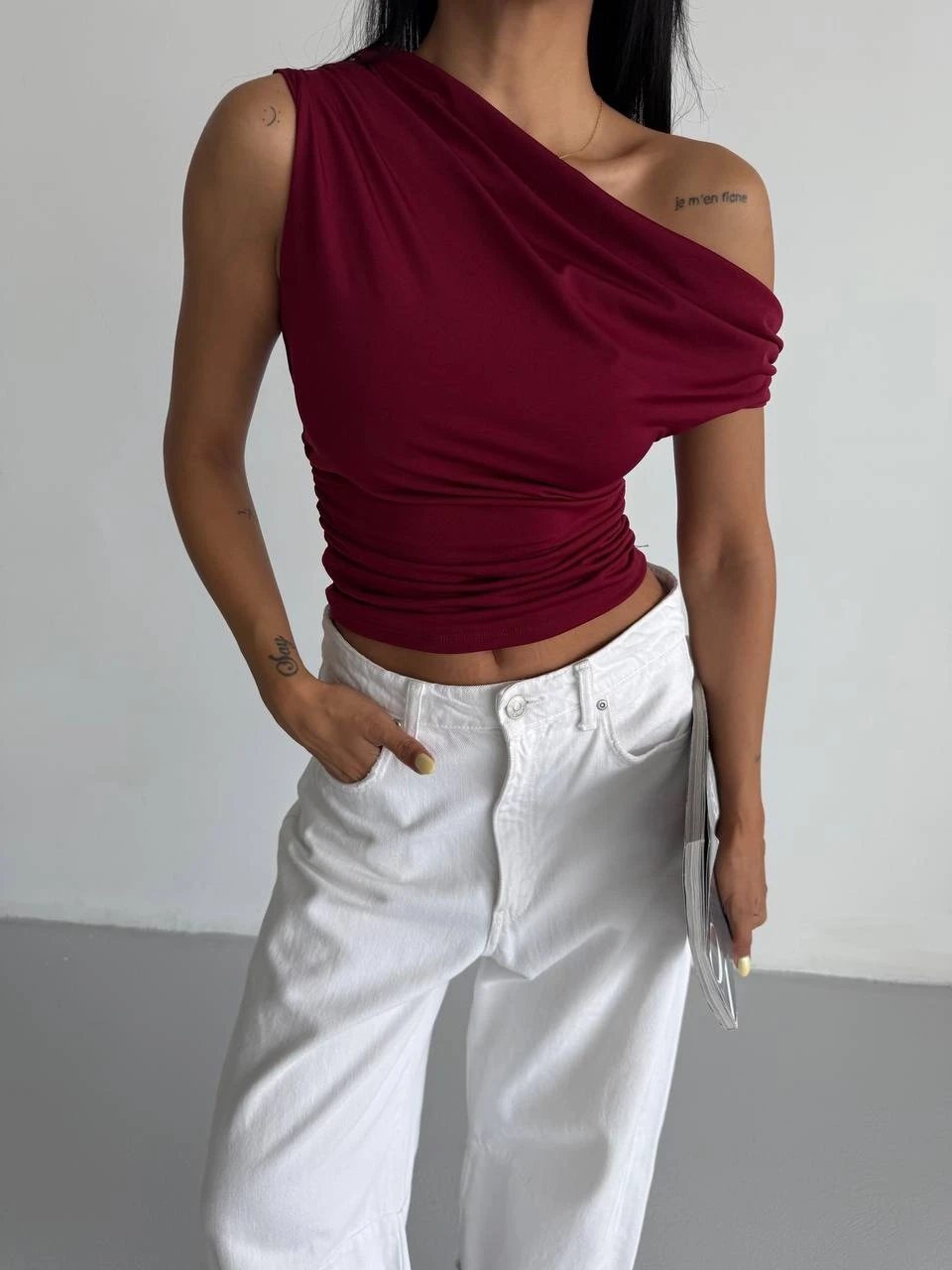 Kadın Bordo Yandan Drapeli Kayık Yaka Sandy Bluz HZL25S-FRY123201