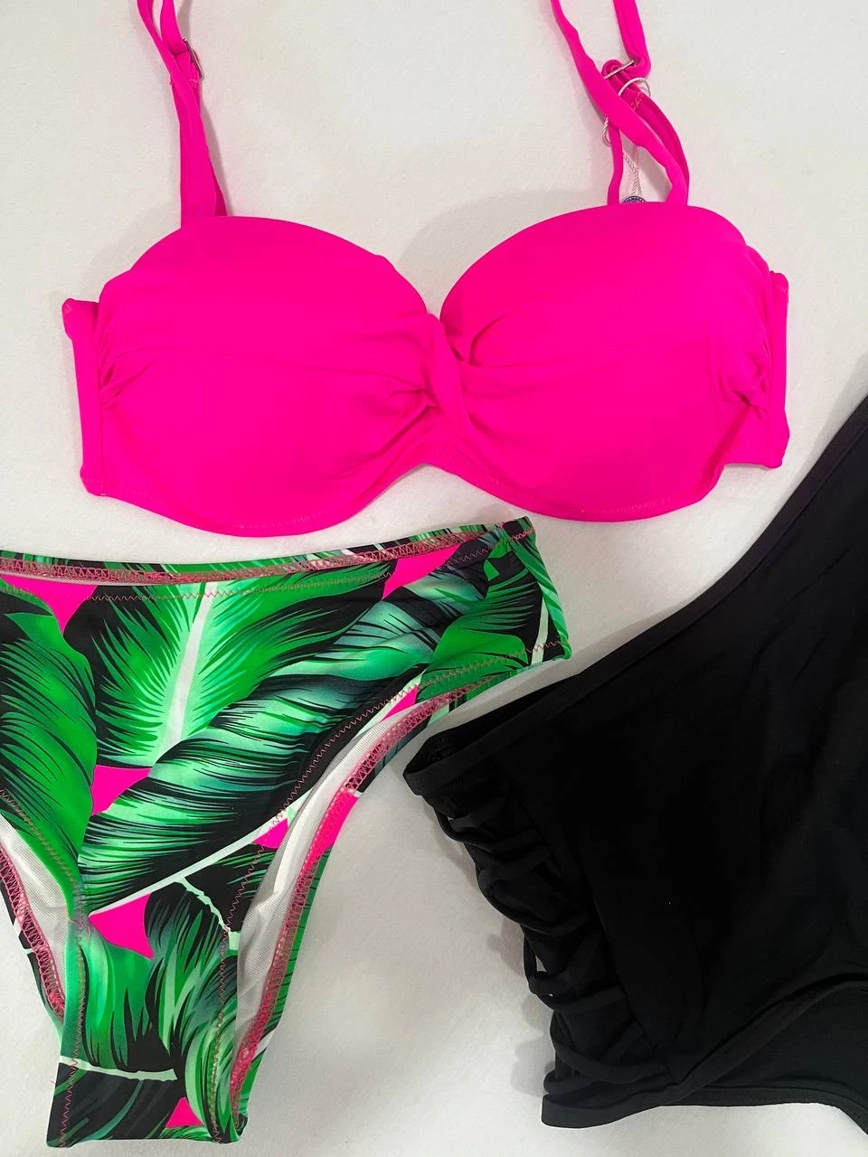 Kadın Fuşya İnce Askılı 3 Parça Bikini Takımı HZL25S-LC216