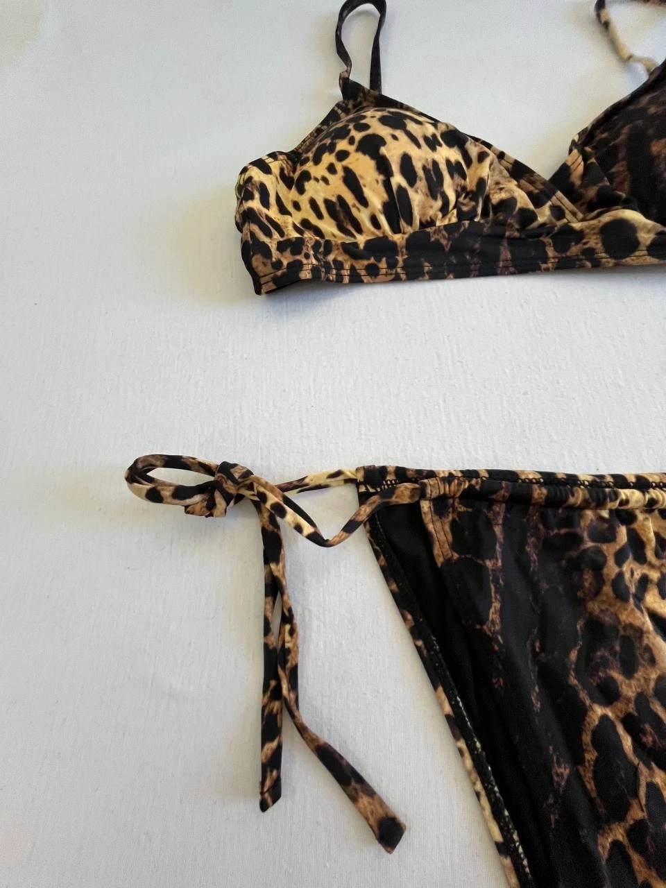 Kadın Kahverengi Leopar Desen Bikini Takımı HZL25S-LC3119