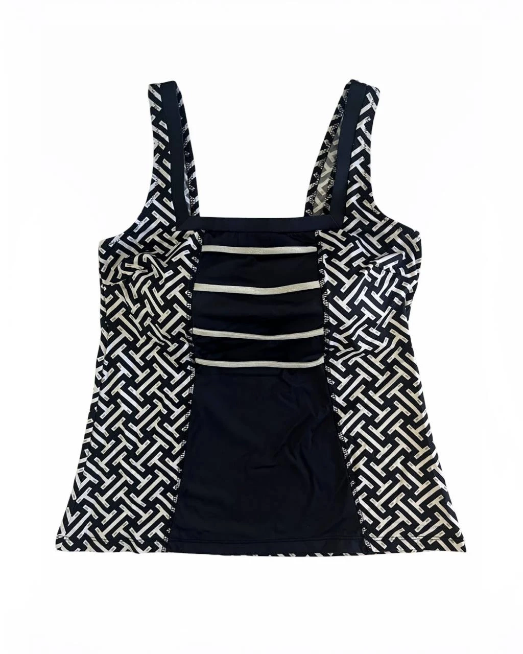 Kadın Lacivert Beyaz Desenli Şortlu Tankini HZL25S-AR1801