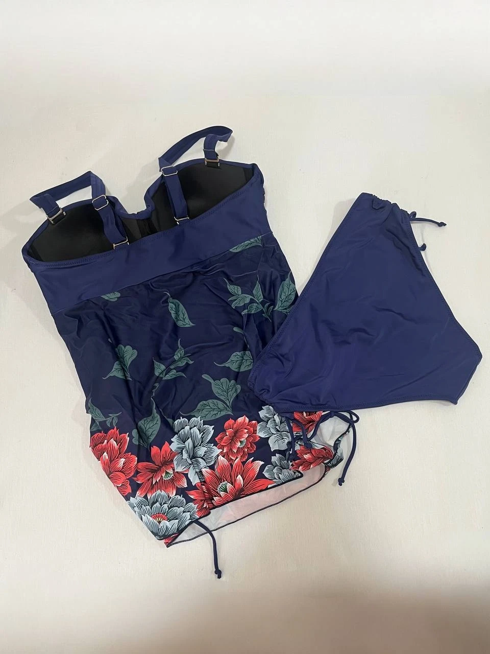 Kadın Lacivert Çiçek Desenli Elbise Model  Slipli Tankini HZL24S-LC4009