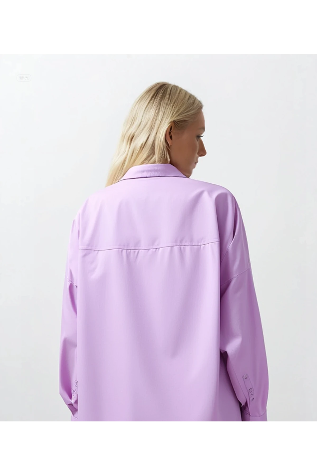 Kadın Lila Oversize Uzun Basic Gömlek Hzl22w-bd139001