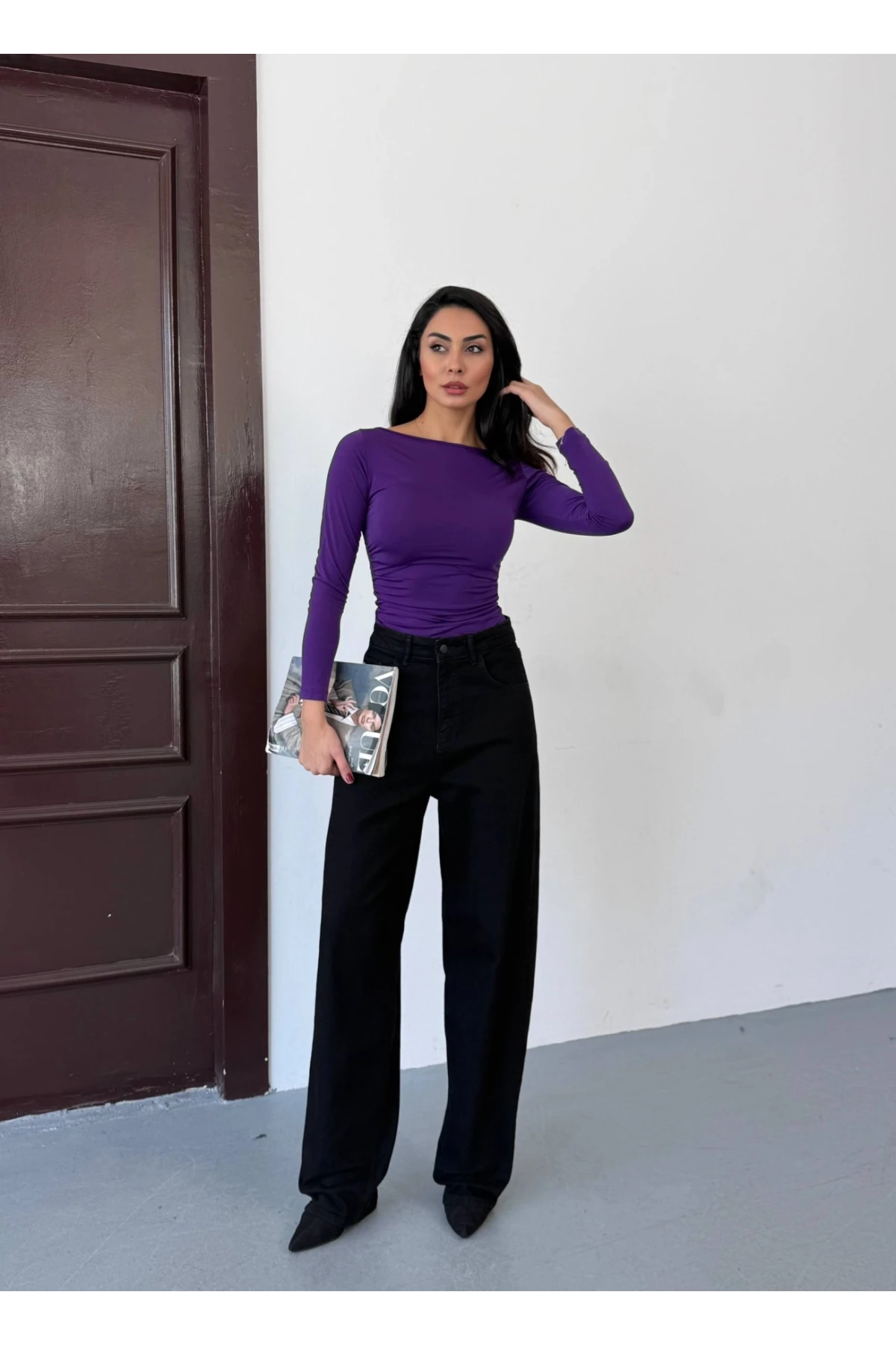 Kadın Mor Uzun Kollu Sany Bluz HZL25S-FRY123351