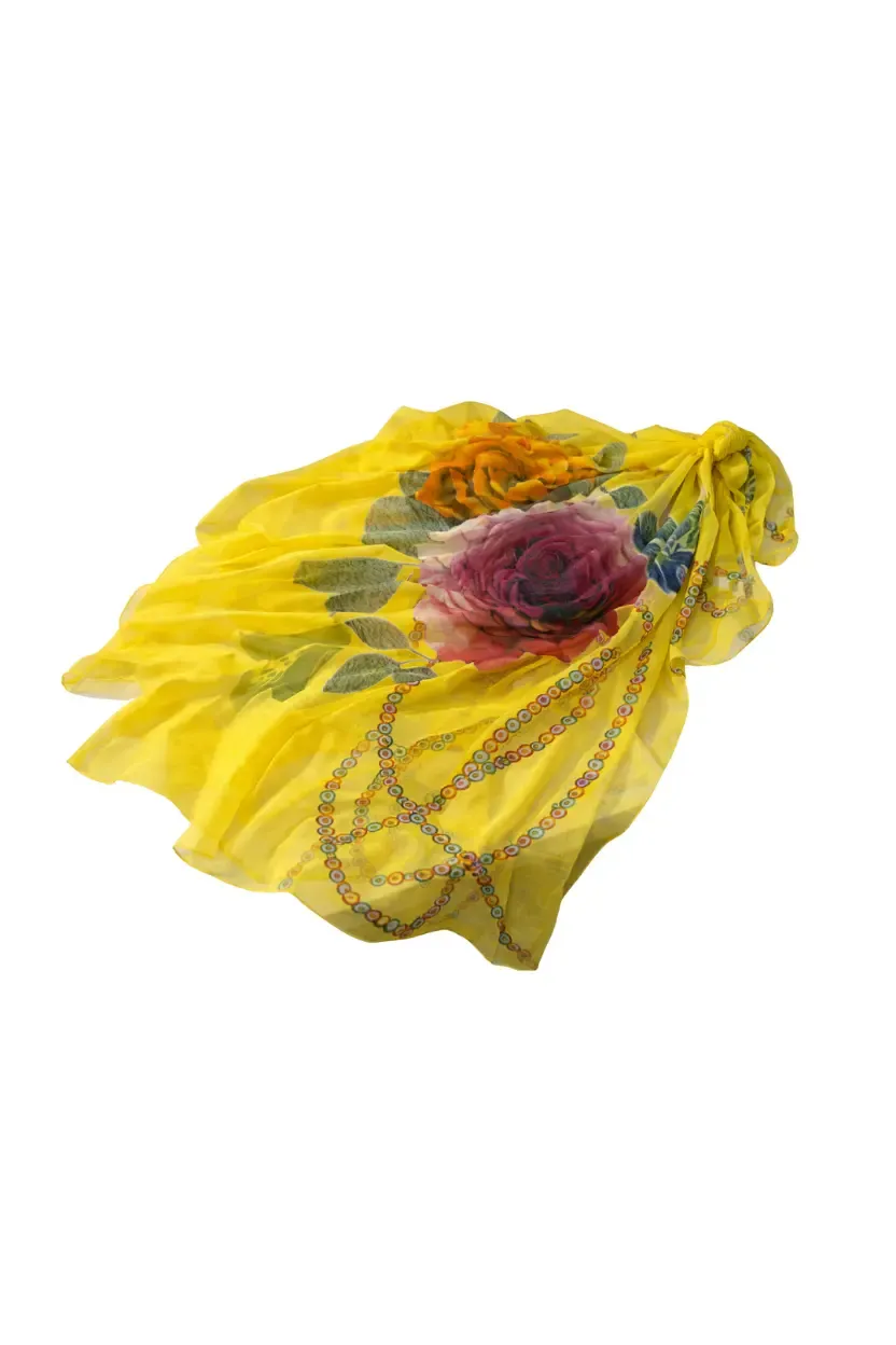 Kadın Sarı İpeksi Dokulu İthal Şifon Pareo HZL26-LC000