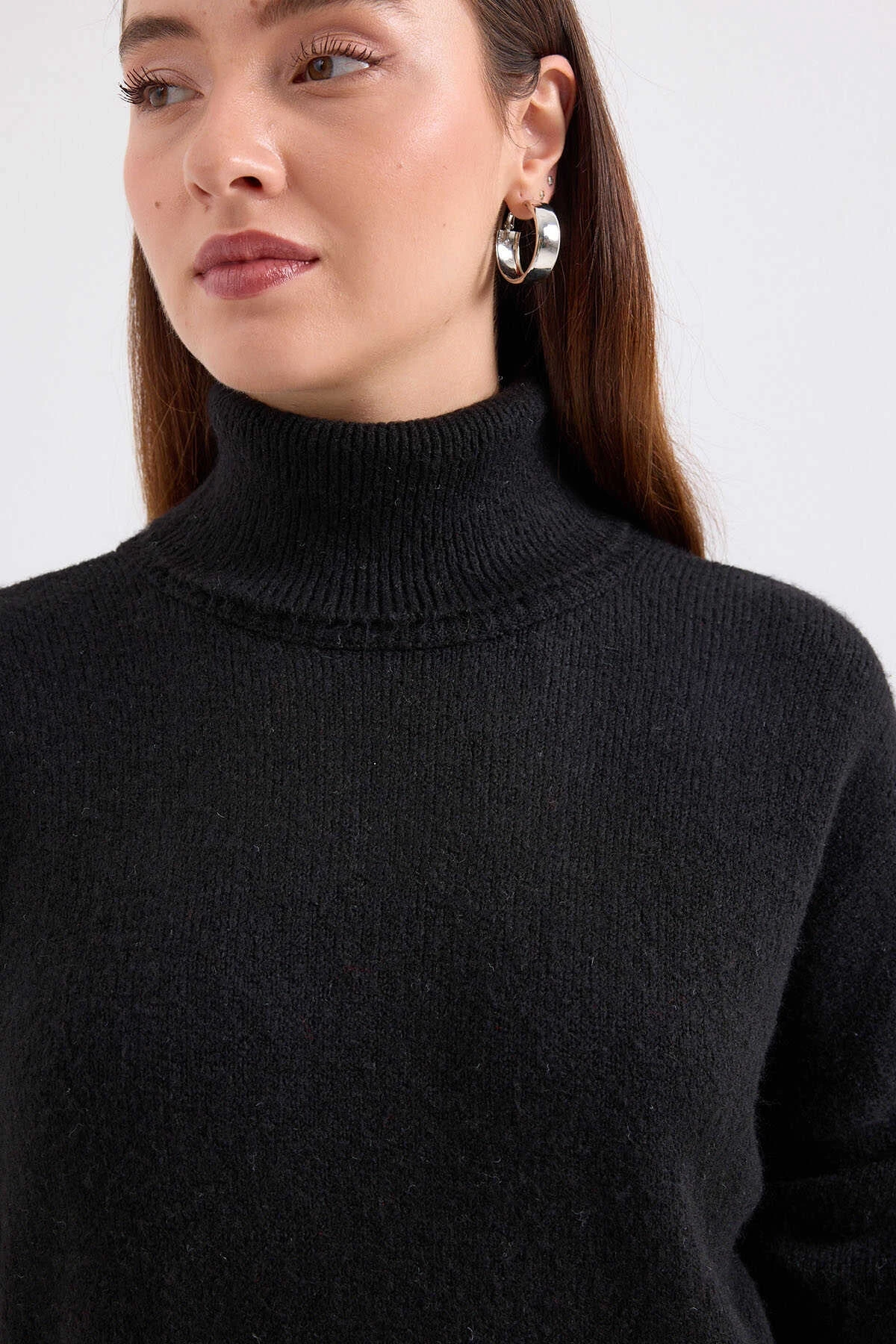 Kadın Siyah Kazak Etek Triko İkili Takım HZL25W-BD1102641