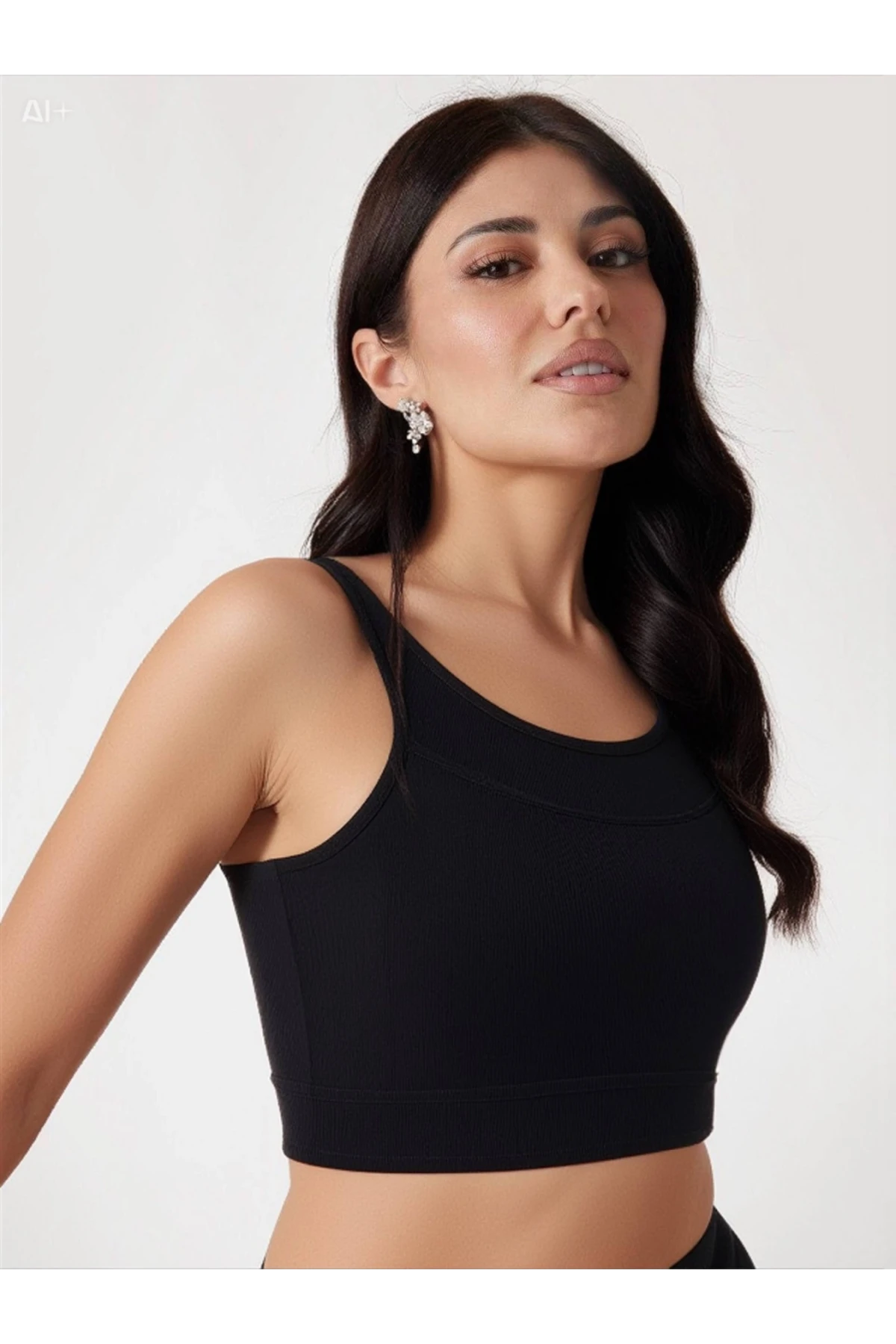 Kadın Siyah Şortlu Büstiyerli Parlak Kumaş Yüzücü Bikini Takım HZL23S-AR17541