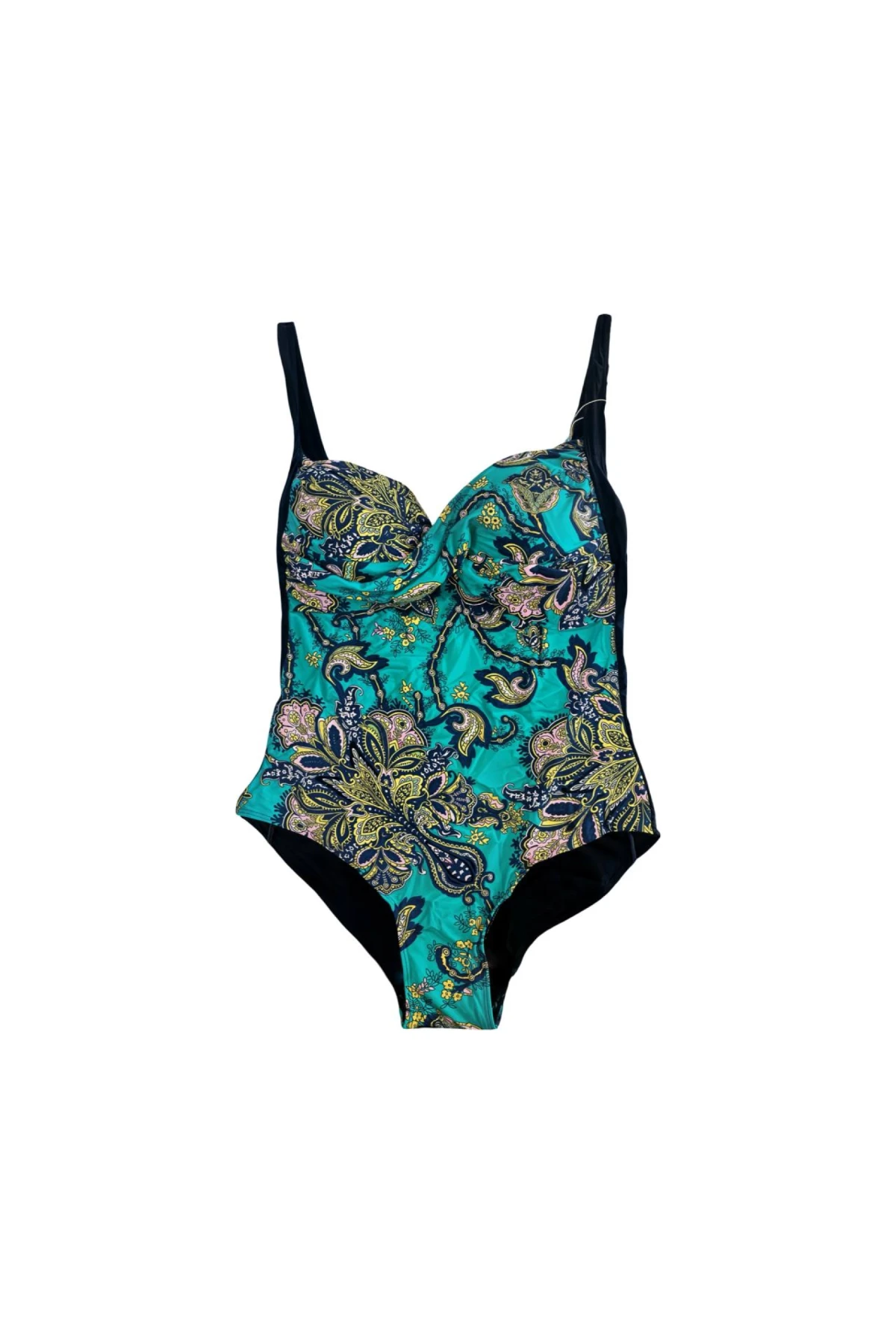 Kadın Siyah Turkuaz Desenli Mayo HZL25S-LC6279