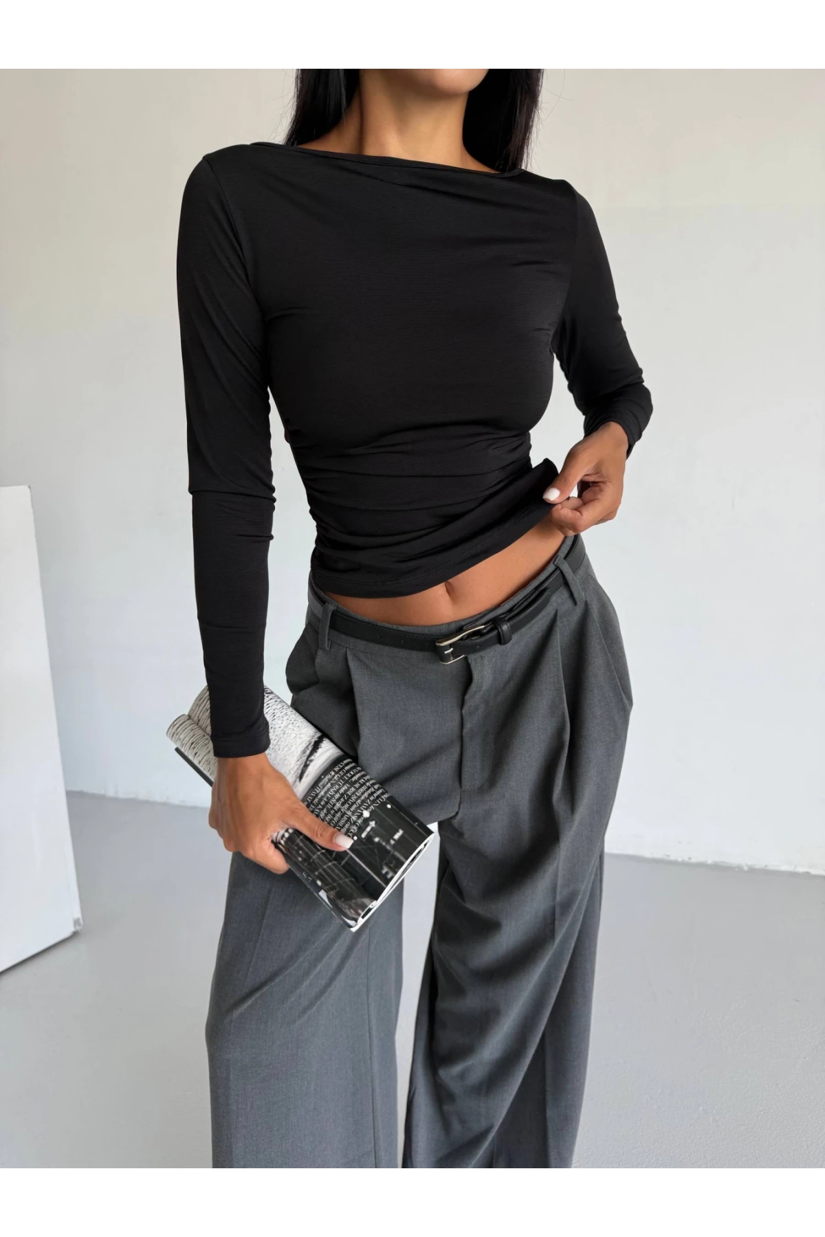Kadın Siyah Uzun Kollu Sany Bluz HZL25S-FRY123351