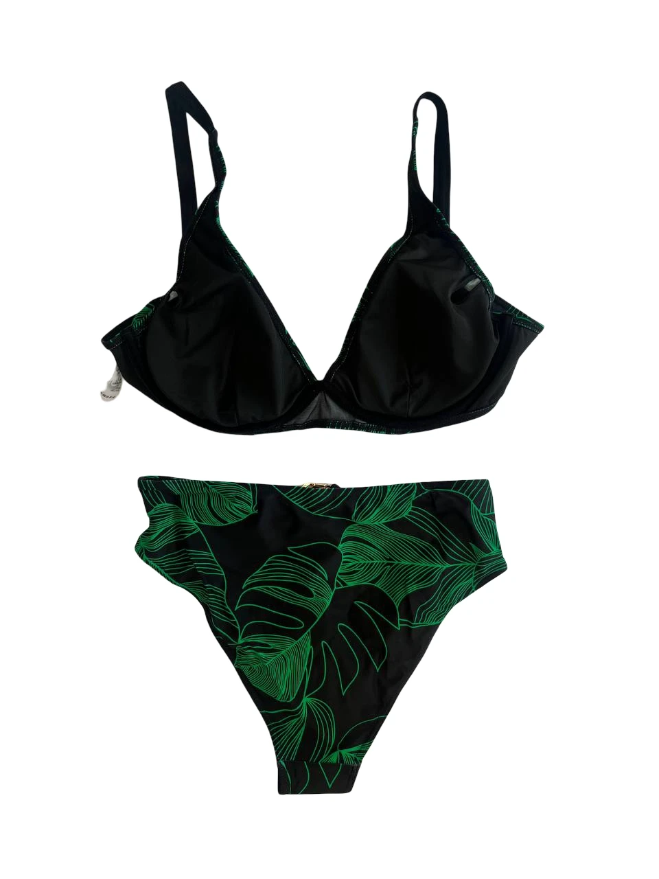 Kadın Siyah Yeşil Aksesuar Detaylı Astarlı Bikini Takımı HZL25S-LC25147