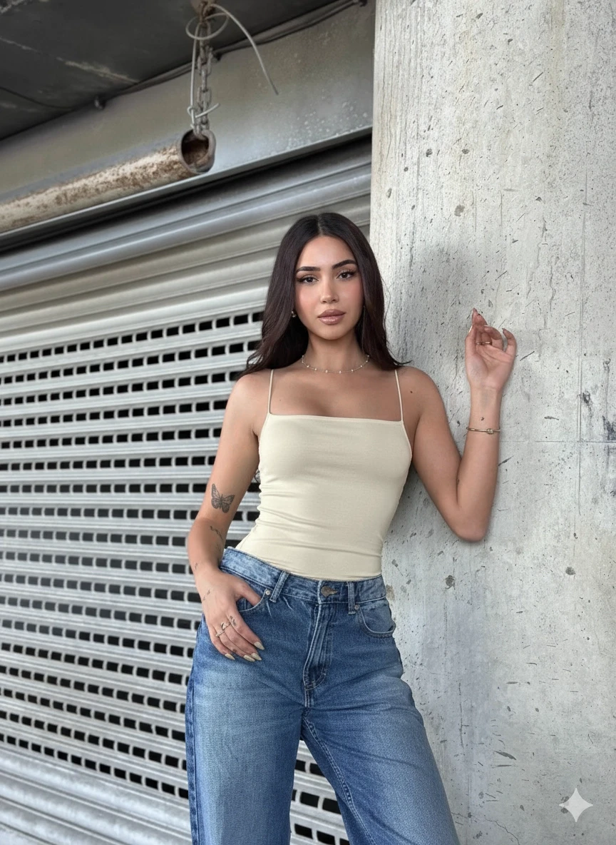 Kadın Taş İp Askılı Örme Body Bluz HZL24S-ZK11001