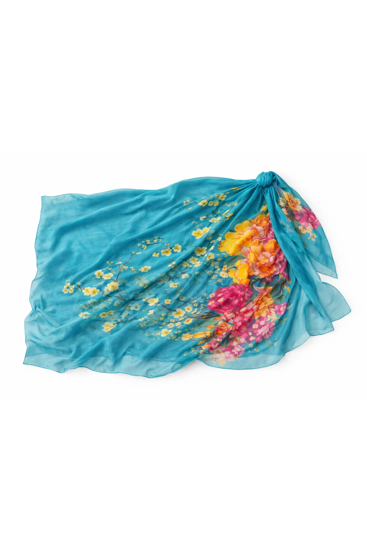 Kadın Turkuaz İpeksi Dokulu İthal Şifon Pareo HZL26-LC000