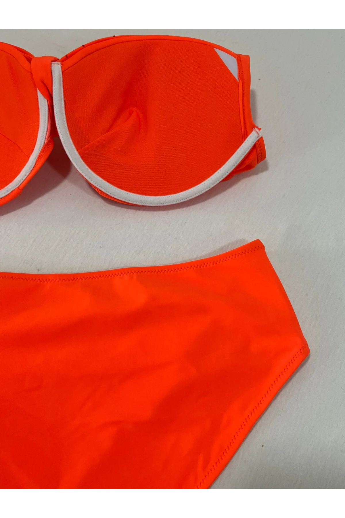 Kadın Turuncu Taş İşlemeli Astarlı Büyük Beden Bikini Takımı HZL25S-LC01