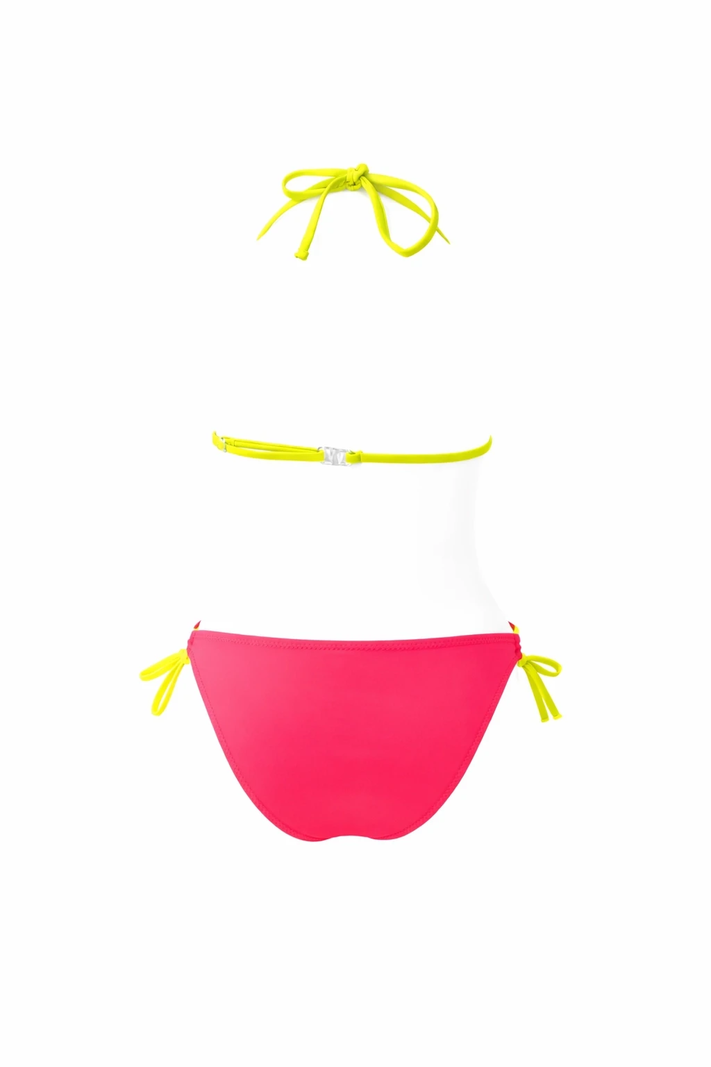 Kız Çocuk Mavi Pembe Flamingo Glow Desenli  6-14 Yaş Üçgen Bikini Takım HZL26S-LC19018