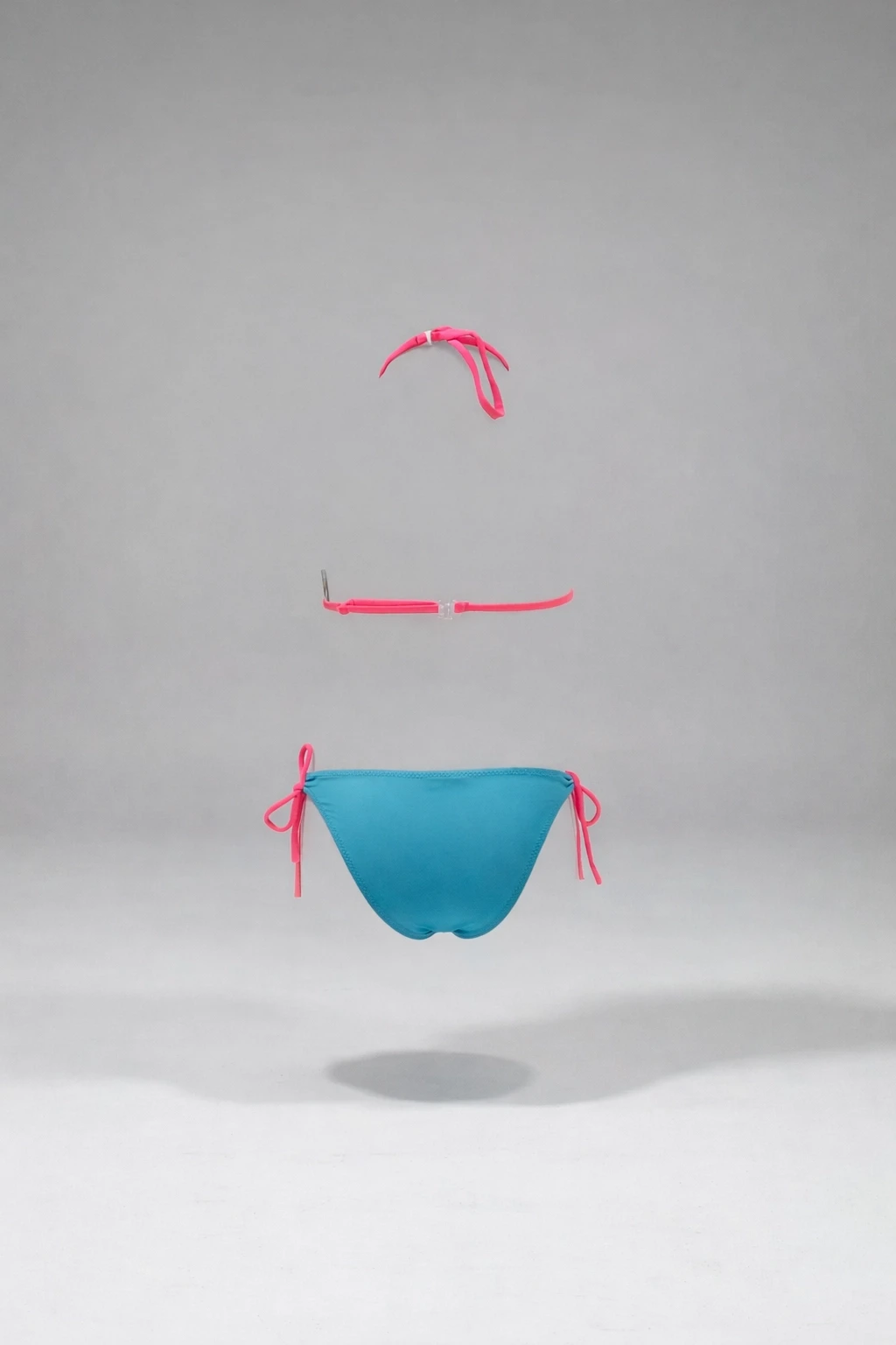 Kız Çocuk Mavi Tavuz Kuşu Desenli  6-14 Yaş Üçgen Bikini Takım HZL24S-LC19017