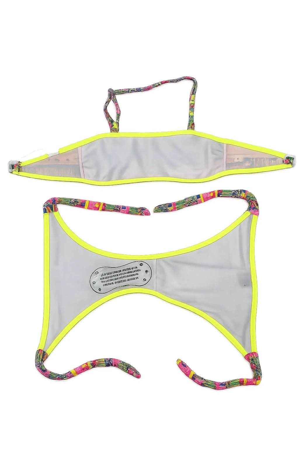 Kız Çocuk Neon Sarı Çok Renkli Astarlı 4-12 Yaş Straplez Bikini Takım HZL24S-LC6355
