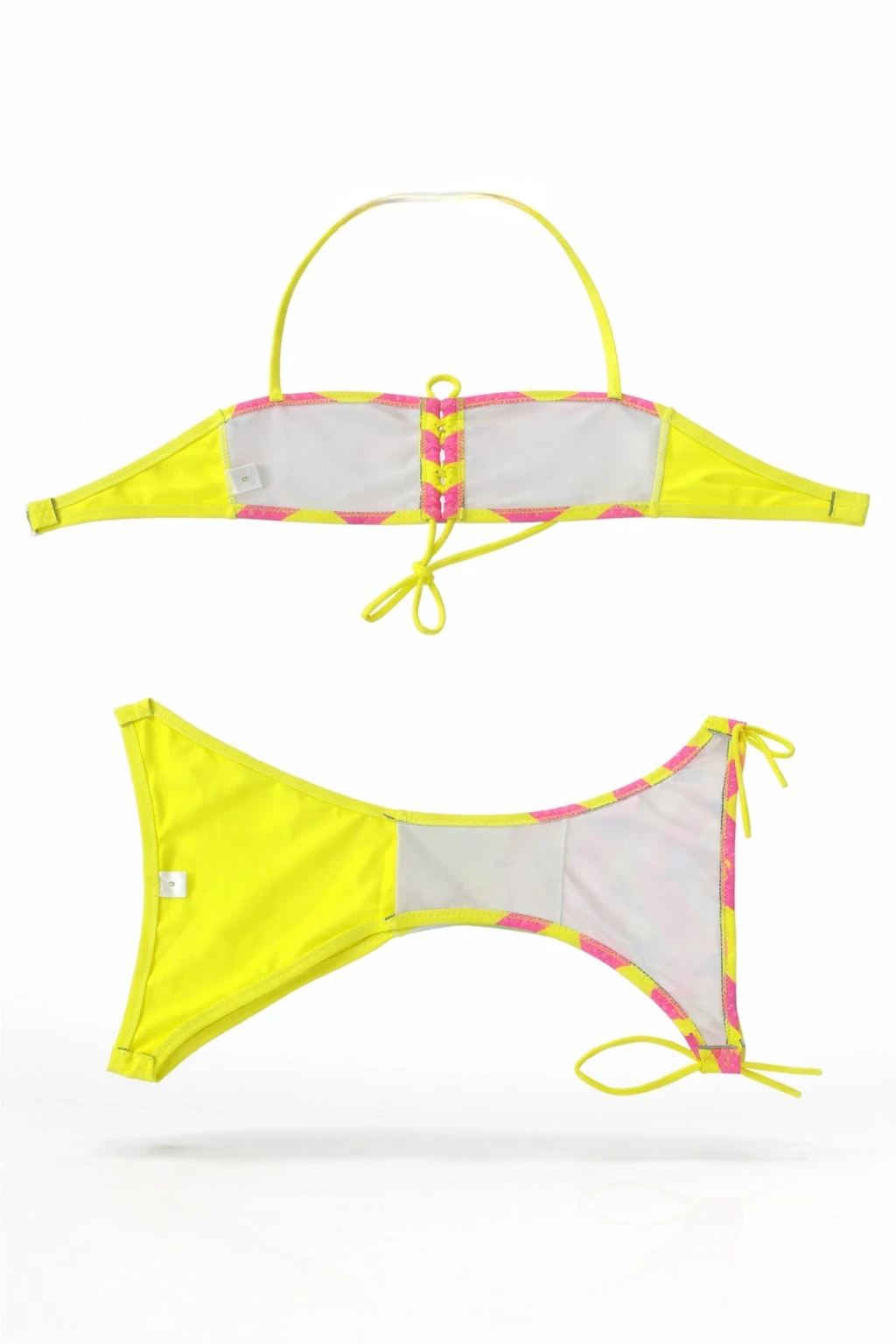 Kız Çocuk Neon Sarı Unicorn Desenli  2-8 Yaş Straplez Bikini Takım HZL24S-LC3658