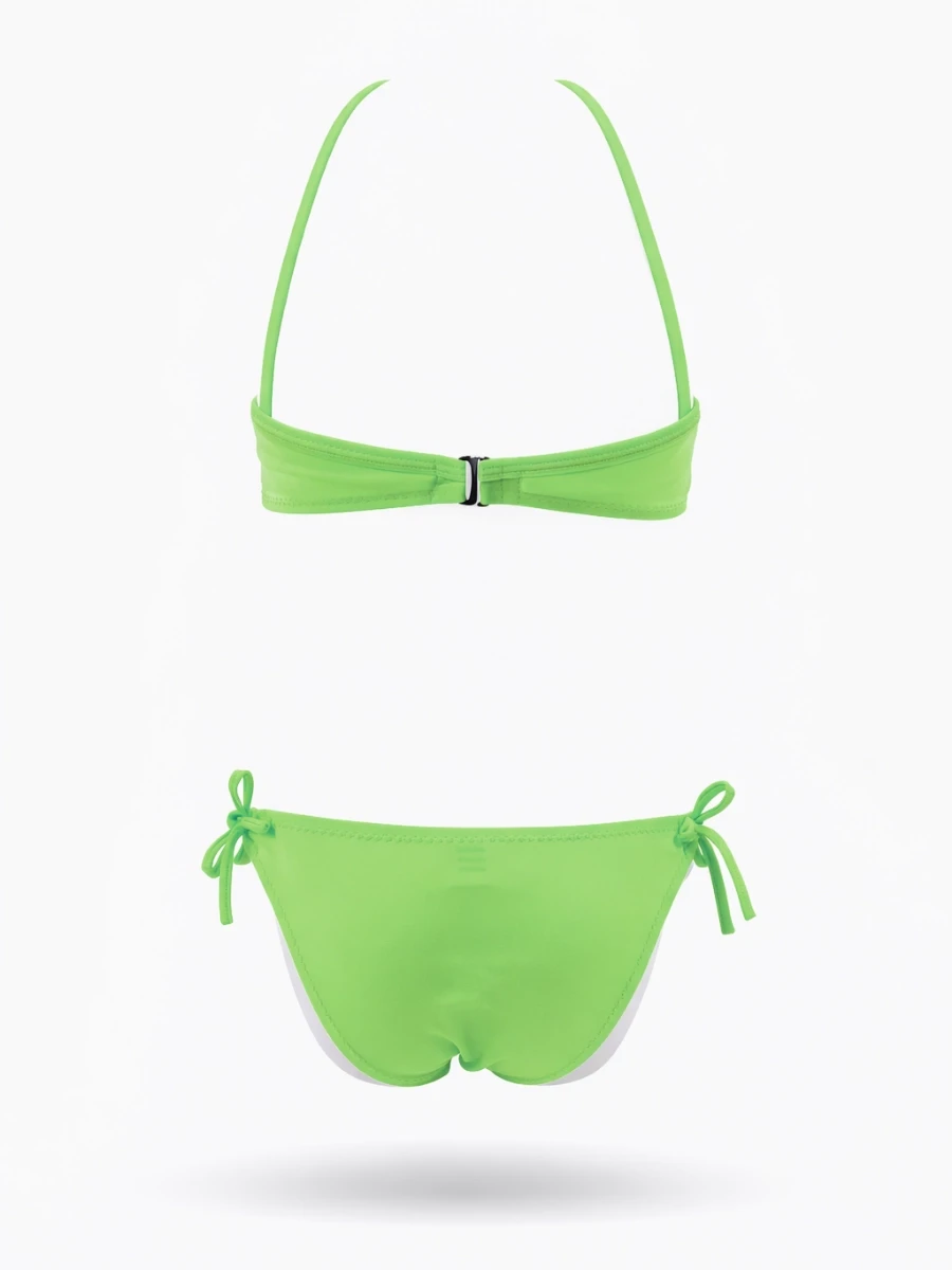 Kız Çocuk Neon Yeşil Desenli  2-8 Yaş Straplez Bikini Takım HZL24S-LC3652