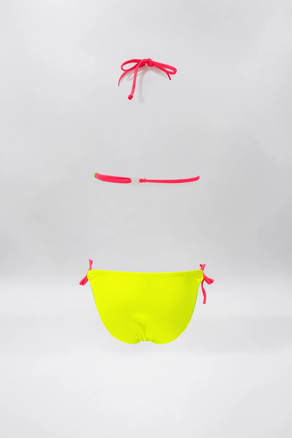 Kız Çocuk Sarı Yeşil Flamingo Glow Desenli  6-14 Yaş Üçgen Bikini Takım HZL26S-LC19018