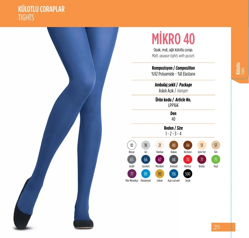 Penti 6lı Paket Mikro 40 Lacivert Külotlu Çorap Renk No:66 HZL25-PNT40