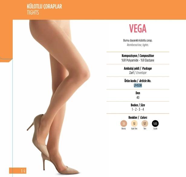 Penti 6lı Paket VEGA 40 den Siyah Külotlu Çorap Renk No:500 HZL25-PNTV40