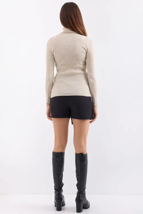 10311 Balıkçı Yaka Triko Kazak - Taş