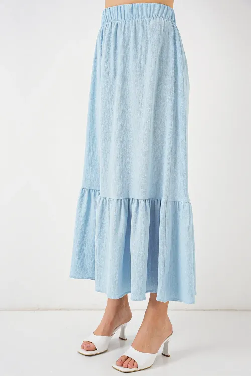 1886 Uzun Örme Etek - Açık Mavi