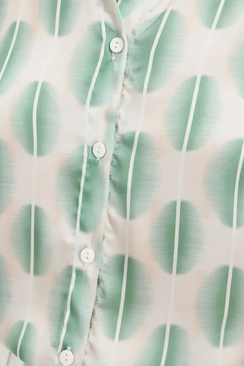 3964 Hafif Dökümlü Saten Gömlek - B. Haki