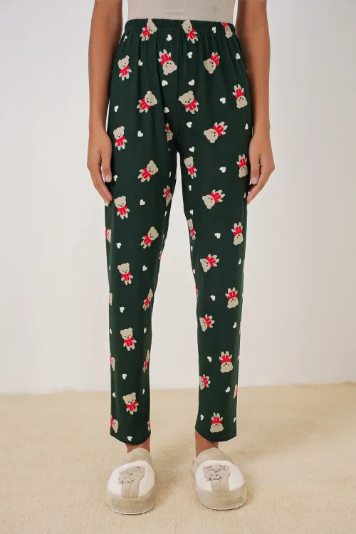 4323 Desenli Pijama Altı - A. Zümrüt Yeşili