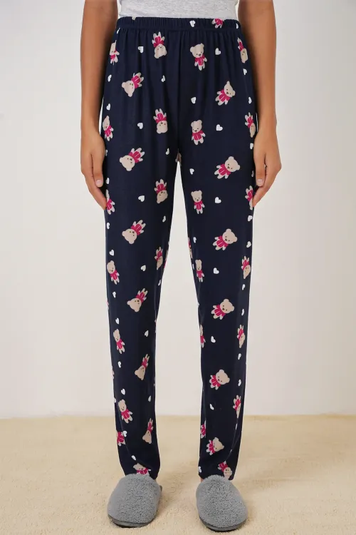 4323 Desenli Pijama Altı - L. Lacivert