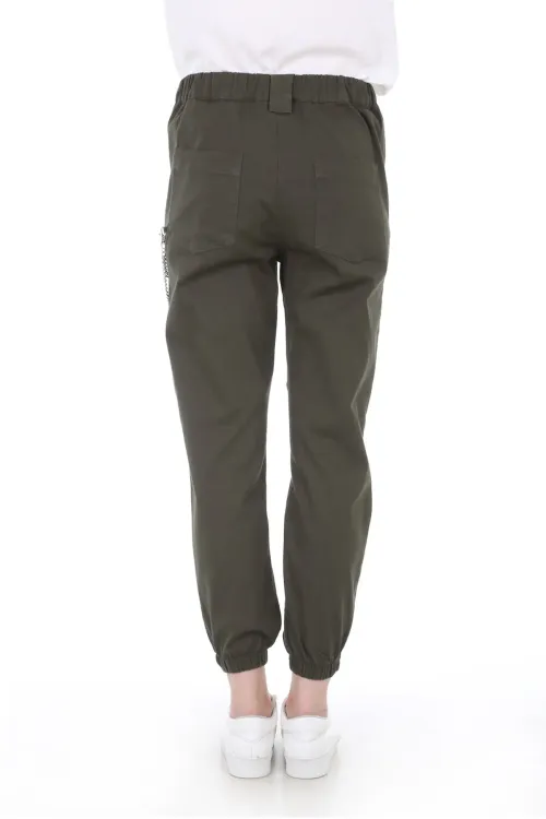 6445 ZİNCİR AKSESUARLI KARGO PANTOLON - Haki