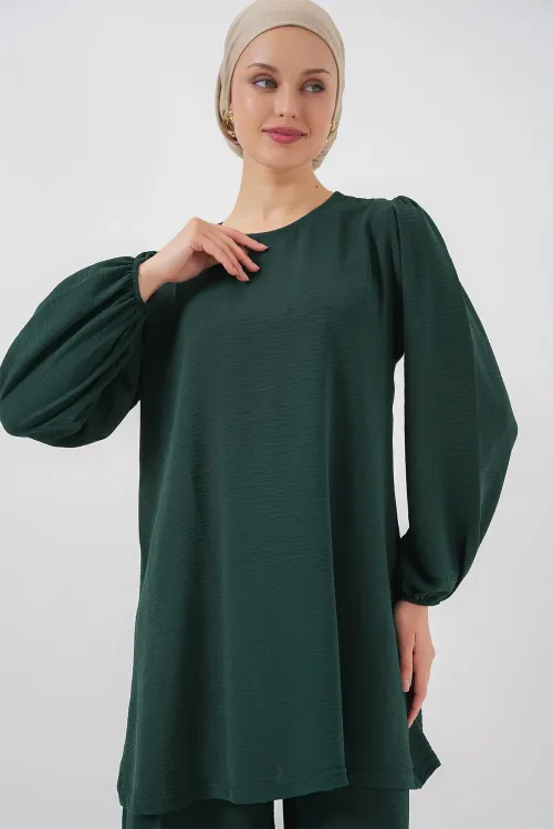 Ayrobin Tunik Pantolon Alt Üst Takım 6712 - Zümrüt Yeşili