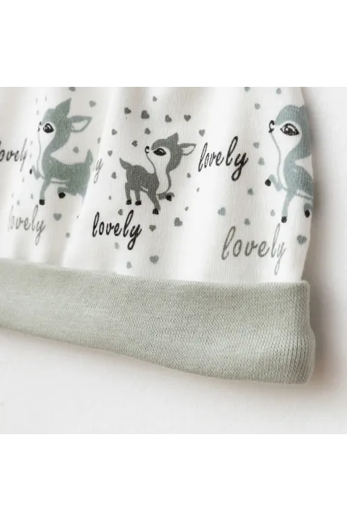 Aziz Bebe Kız Bebek % 100 Pamuk Zıbın Pantolon Bere 3 lü Alt Üst Bebek Takımı 0 Ay-6 Ay