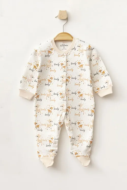 Aziz Bebe Kız Bebek Animal Desenli % 100 Pamuk 10  Lu Hastane Çıkış Seti 0 Ay - 3 Ay