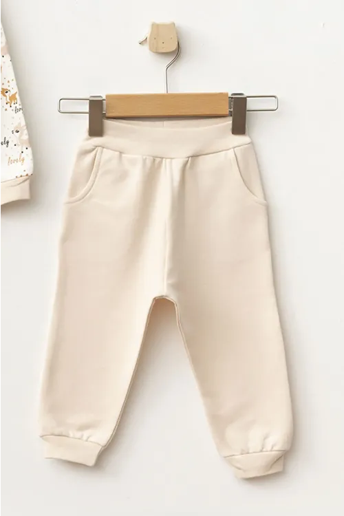 Aziz Bebe Kız Bebek Animal Desenli Sweatshirt Pantolon 2  li Alt Üst Bebek Takımı 3 Ay - 36 Ay