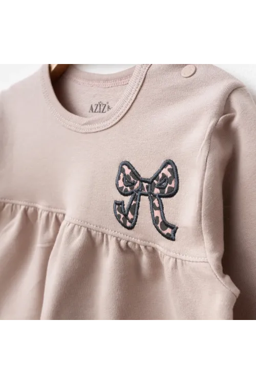 Aziz Bebe Kız Bebek Nakışlı Sweatshirt Pantolon 2 li Alt Üst Bebek Takımı 3 Ay-36 Ay