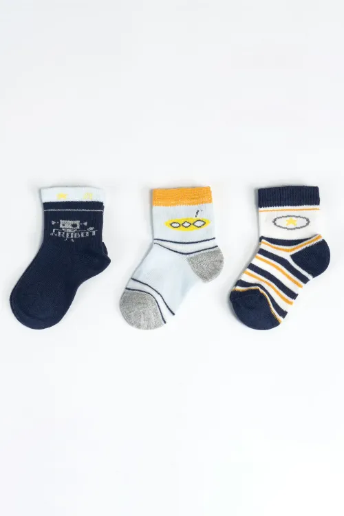 Erkek Bebek Basic Dikişsiz 3  lü Soket Çorap 0 Ay - 36 Ay