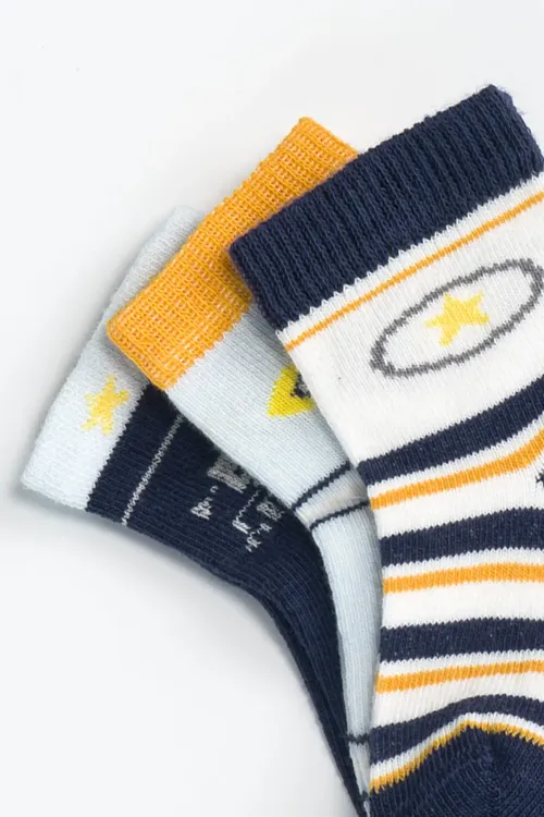 Erkek Bebek Basic Dikişsiz 3  lü Soket Çorap 0 Ay - 36 Ay