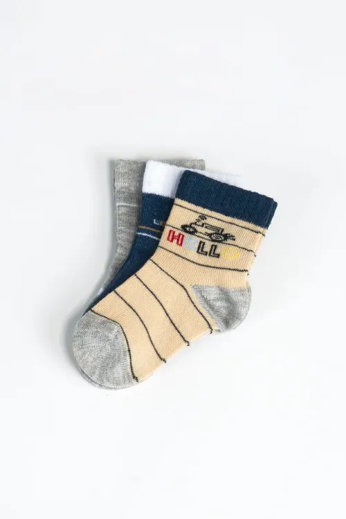 Erkek Bebek Basic Dikişsiz 3  lü Soket Çorap 0 Ay - 36 Ay