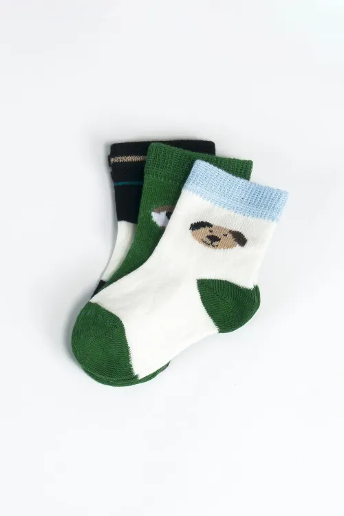 Erkek Bebek Basic Dikişsiz 3  lü Soket Çorap 0 Ay - 36 Ay